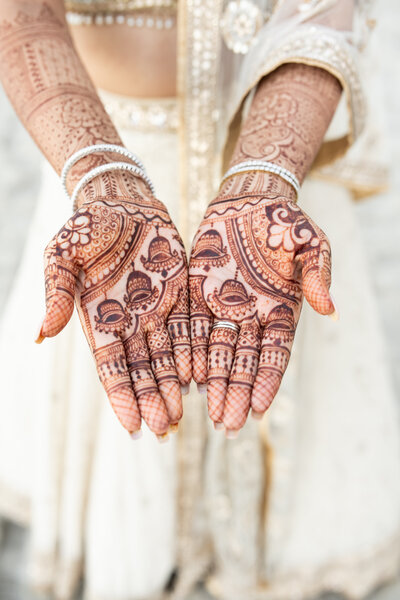 Indian bride's hands covered in Henna