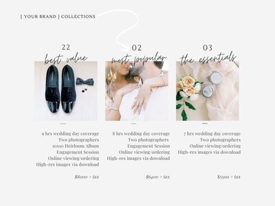 bonus pricing page canva template for wedding photographers