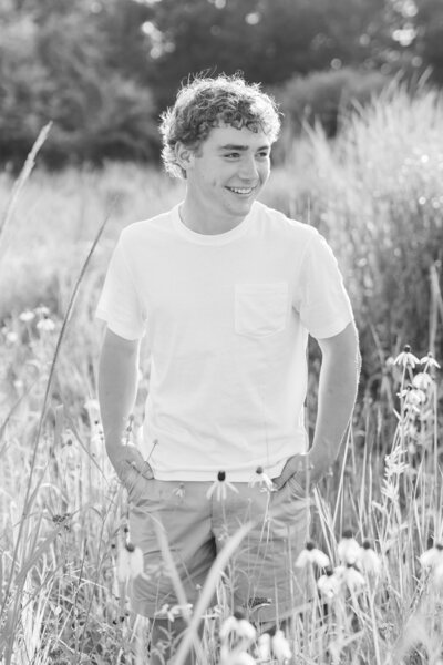 black-and-white-senior-boy-field