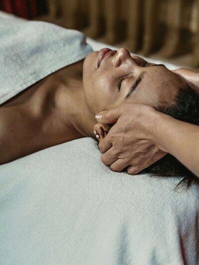 woman getting face massage