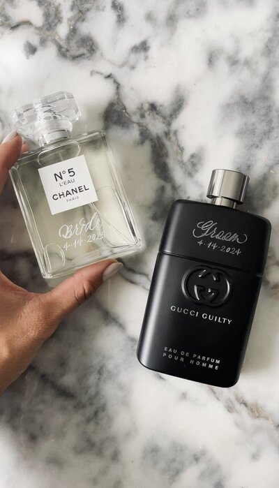 Custom engraved Chanel No 5 perfume and Gucci Guilty cologne