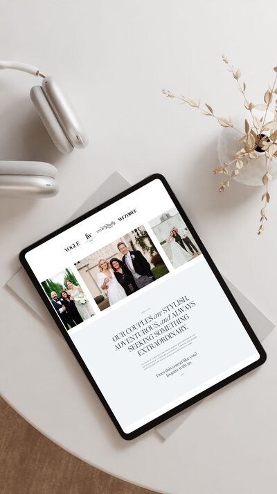 Wedding planner website on a tablet