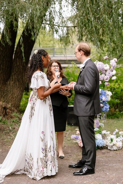 Couple smiling with Stephanie