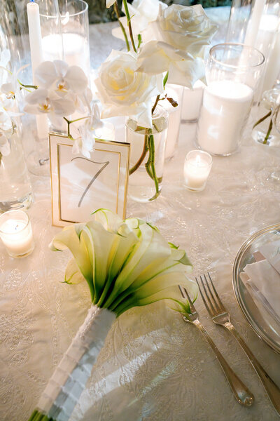 Hand lettered table number for wedding at Smith Farm Gardens in Connecticut