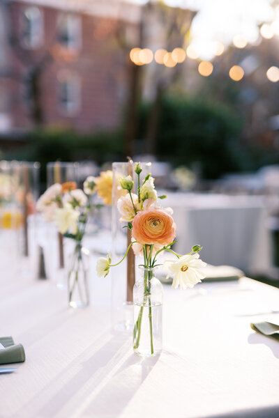 Tall votives and colorful candles at Glen Foerd Estate in Philadelphia, PA