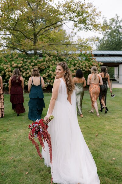 Bride looking back at the camera