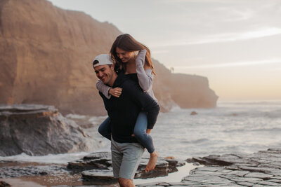 San Diego engagement session  with a sunset at the ocean