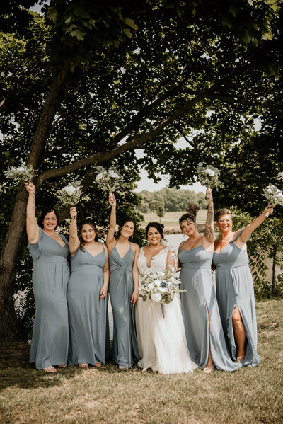 Bride and all of her bridesmaid