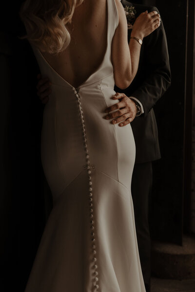 bride and groom slow dancing