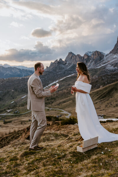Couple eloping at cadini di misurina