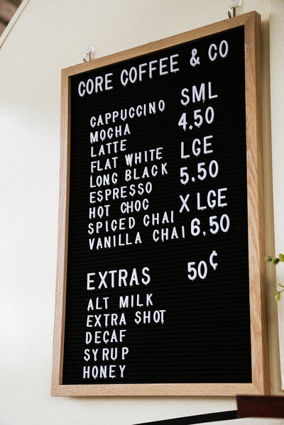 Core Coffee Menu Board