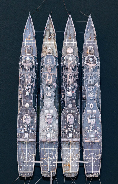 ships in water from above
