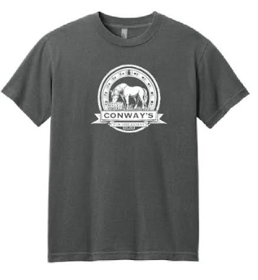 Grey adult tee shirt with Conway's Pub & Eatery Logo 