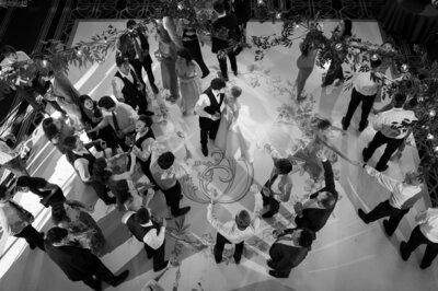 Groom dancing at reception