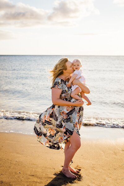 Mom and baby on Big Island Beach