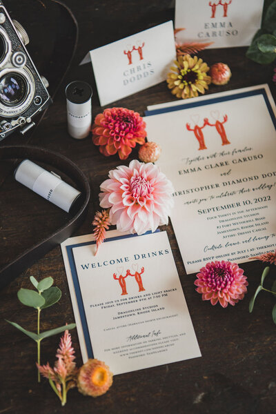 Boho Wedding Invites with Lobster Details