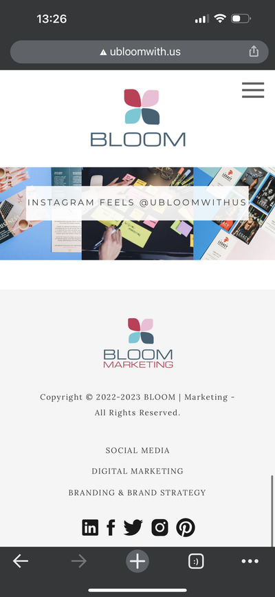 Bloom Marketing Navarre Florida website on iphone platform