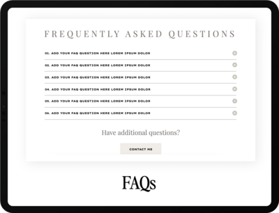 FAQ Accordion Showit Template  Add-on