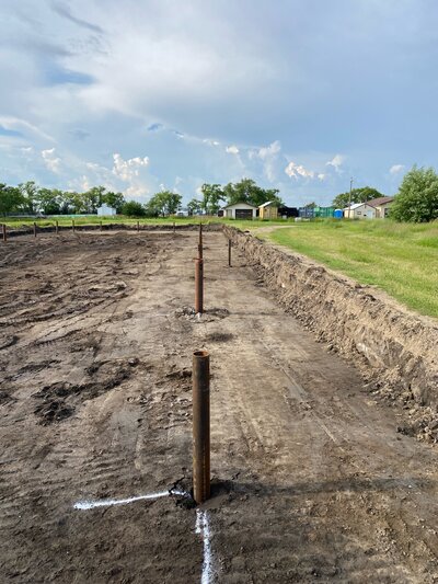 agricultural installation of helical screw piles