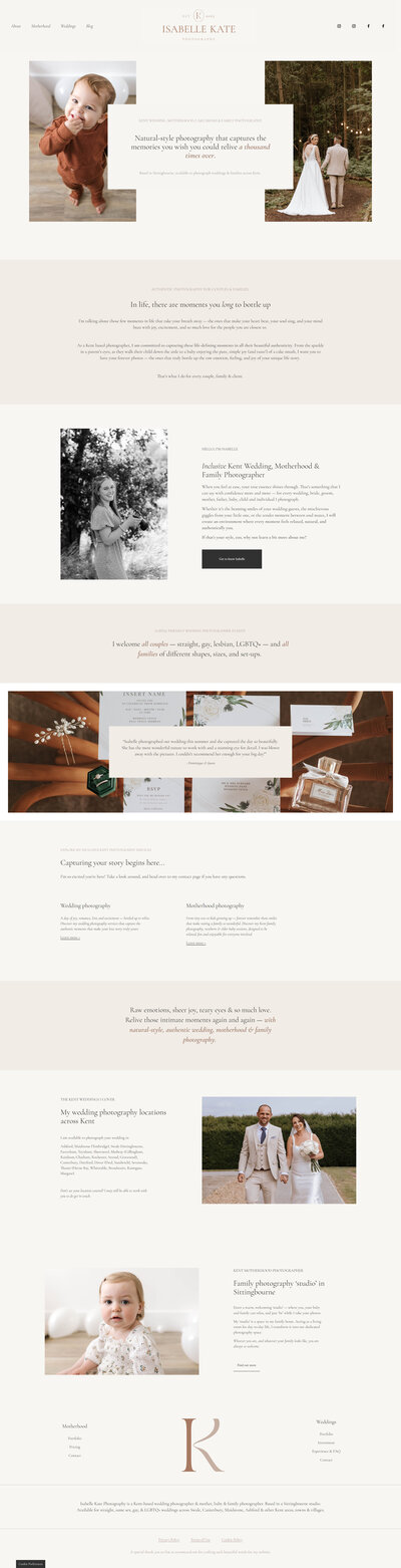 Website copy for wedding photographer