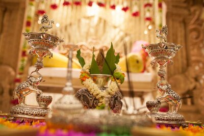 Wedding coconut with flower garland