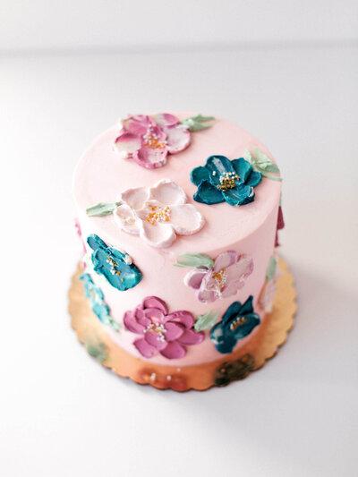 Palette knife flowers_Floral cake_Pink 4