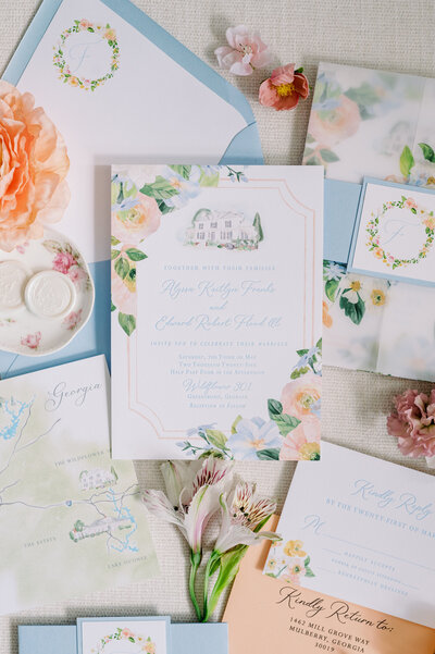 Semi-custom wedding invitations Wildflower301