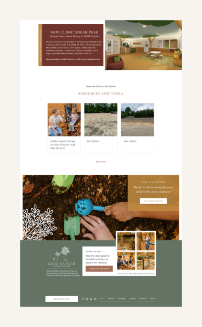 Another after image of Good Nature Therapy’s website, demonstrating the improvements made in the redesign for better usability.
