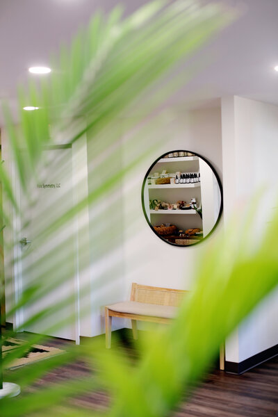 Wellness lounge with natural light and greenery for mindfulness retreats in the DMV area