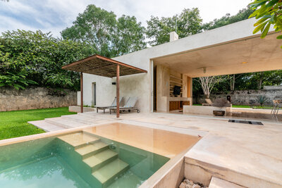 luxury hacienda with a pool for a yoga retreat in Merida Mexico