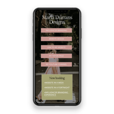 Influencer Menu Website Design