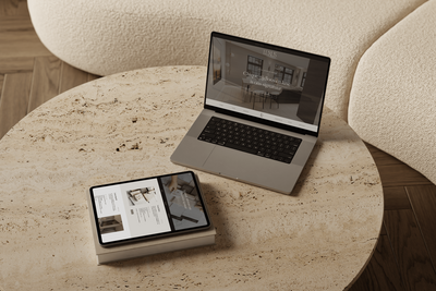 Website ontwerp voor Luxus Interior Design op iPad en Macbook