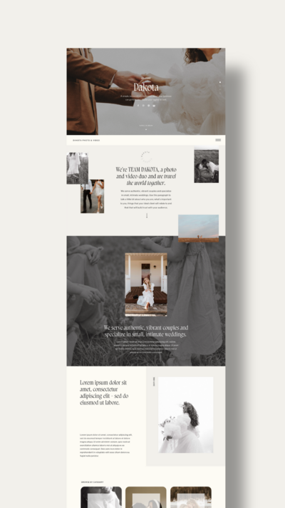 Dakota Showit website template for adventure elopement photographers