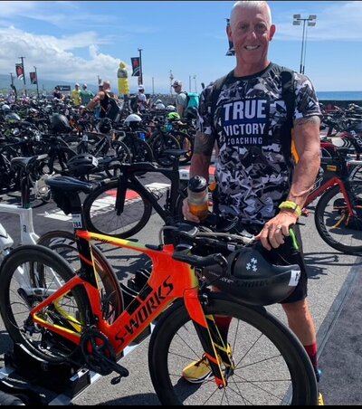 Coach David Quinn competing in Hawaii Ironman
