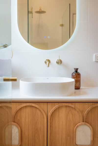 Vanity and mirror in the new bathroom renovation in the Chatswood NSW renovation