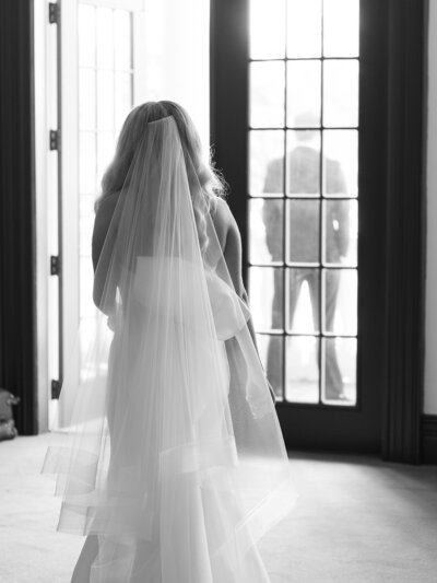 Bride walking out to first look