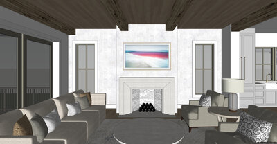 3D rendering of a 30a home living room