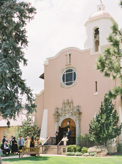 A bride and groom share a quiet moment after their wedding in the yellow aspens in Beaver Creek.