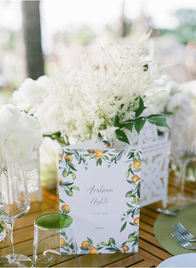 Wedding Menu on Table