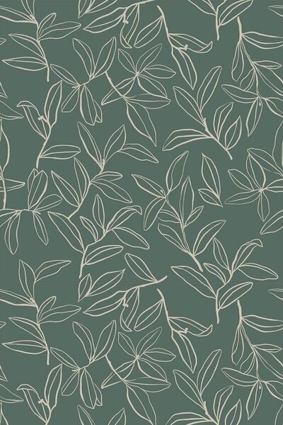 Leaf pattern in green and cream