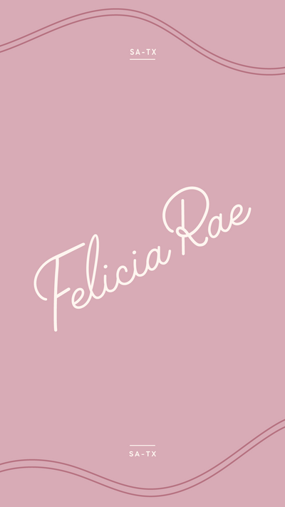 Felicia Rae logo on a lilac background