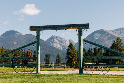 View of Mission Mountains on grounds of Sky Ridge Ranch in Ronan, MT
