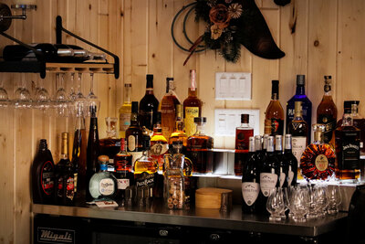the bar at Tranquility Farm, Wisconsin event venue