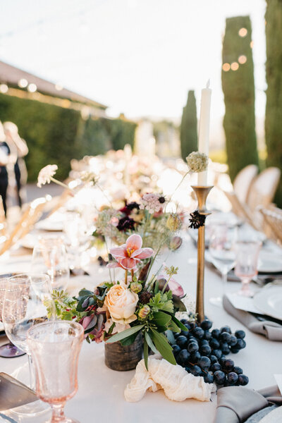 tuscan inspired wedding table decor and details and viansa winery in sonoma, ca
