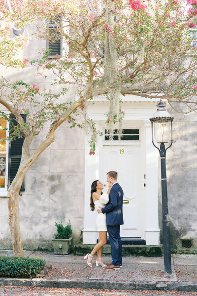 Outdoor engagement session in downtown Savannah, Georgia