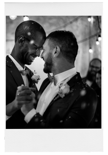 Wedding Venue Polaroid Photo of two grooms enjoying a special first wedding dance