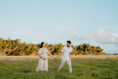 Khushboo and her husband during their maternity photoshoot in waikato with haley adele photography