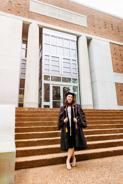 After of the photo of senior on the front steps of the Vandy law school