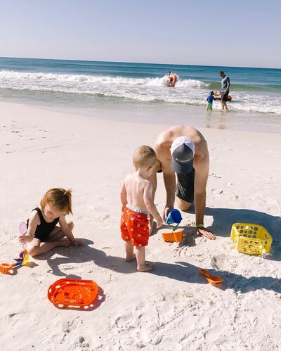 I love playing in the sand and feeling the sunshine on my face. I love watching my kids run and play in the sand, it's the best. If I could only choose one vacation a year, it would be to the beach.