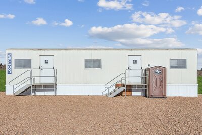 Temporary site office trailer for construction company